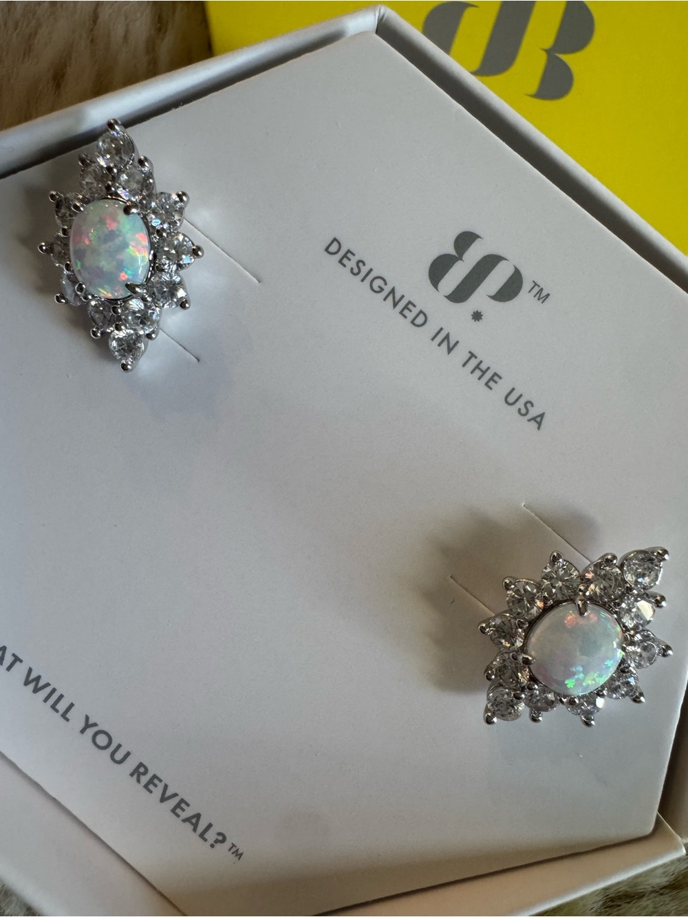 Classic Floral Studs - Milky White Opal Rhodium - Bomb Party OG Necklace